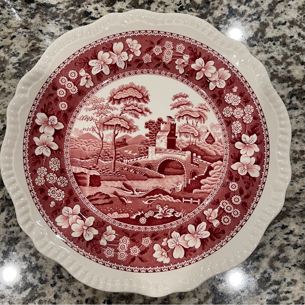 NWOT Vintage Spode Pink Tower Plate Bone Chine 10.5"